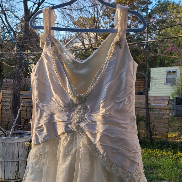 Cream Off White Country Lace Tulle Wedding Dress by Eden Bridals - Picture 12 of 13